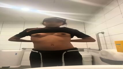Petite Ebony Girl Getting Naked In Btw Her Work
